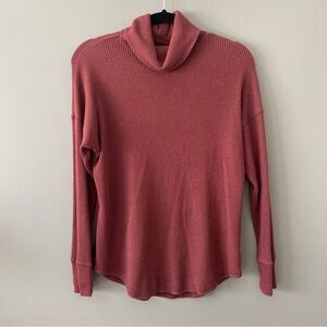 American Eagle Lightweight Ribbed Tunic Turtleneck Sweater, Dark Pink, Size XS